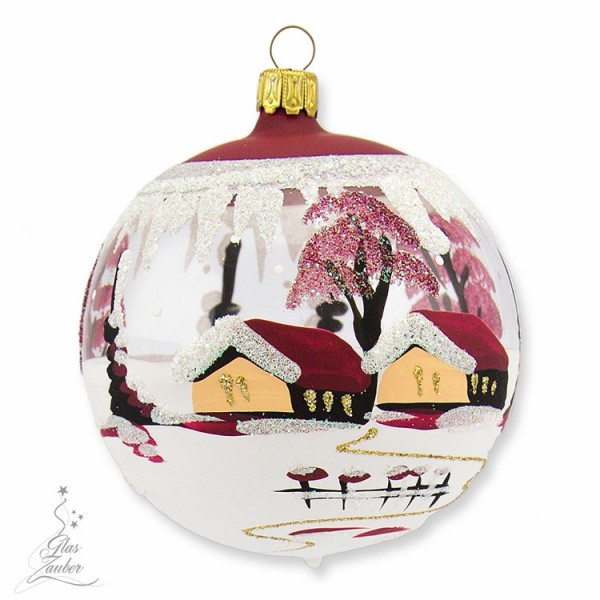 Kleine Christbaumkugel aus Glas - ø 8 cm - Weihnachtsrot